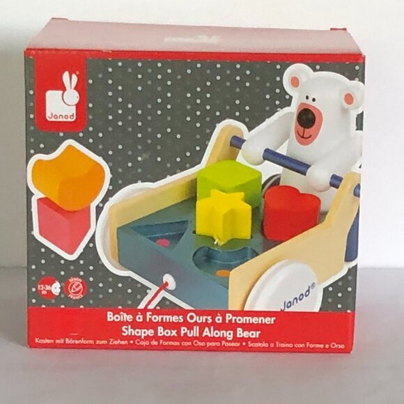 Janod Zigolos Pull Along Shape Box Bear Baby Toy 2 Game in 1 Brand New For12m + - Picture 5 of 7